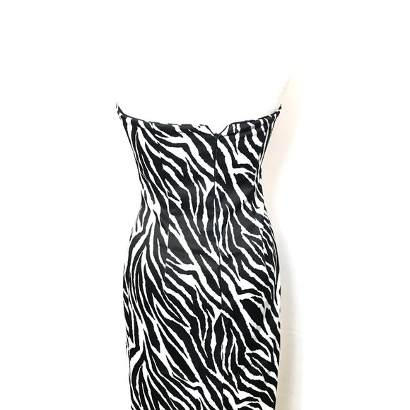 Jessica McClintock for Gunne Sax Y2K Zebra Print Strapless Prom Dress Size 9 - Picture 5 of 10